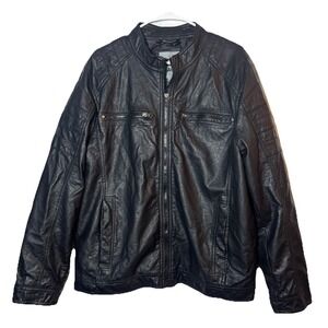 Black Faux Leather Jacket "BLACK" Brand – Size Large – Vegan / PVC Jacket